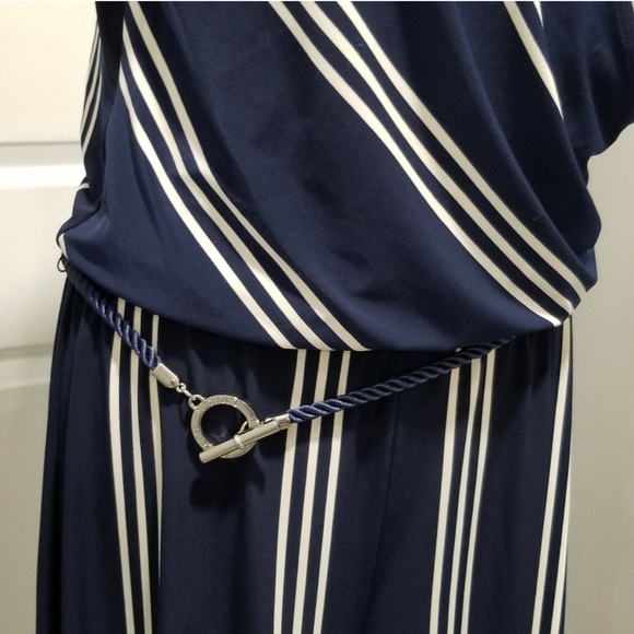 Ralph Lauren Many and White striped jumpsuit with belt sleeveless Medium - Picture 11 of 12